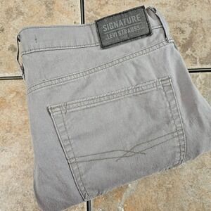 Levi Signature Athletic Pants Mens 36x30 Gray Cargo Casual Chinos Zip Pocket